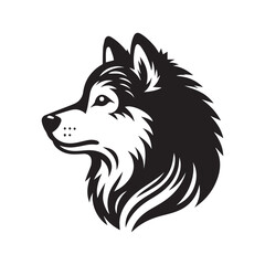  Canadian Inuit Dog Head Silhouette Vector Illustration White Background