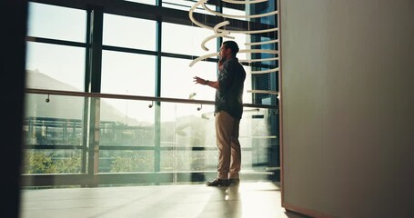 Aufkleber - Phone call, negotiation and businessman in office with communication, contact or networking. Cellphone, lens flare and male financial manager on mobile discussion with investment deal in workplace.