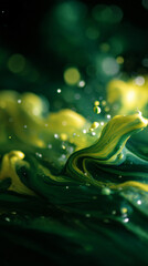 Wall Mural - green and yellow ink creating fluid swirls in water --profile duwxuuu