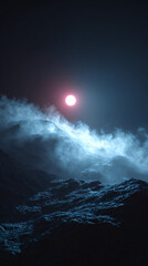 Fototapete - Misty desert mountainscape with a dreamlike air