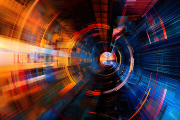 Wall Mural - futuristic data tunnel speed concept