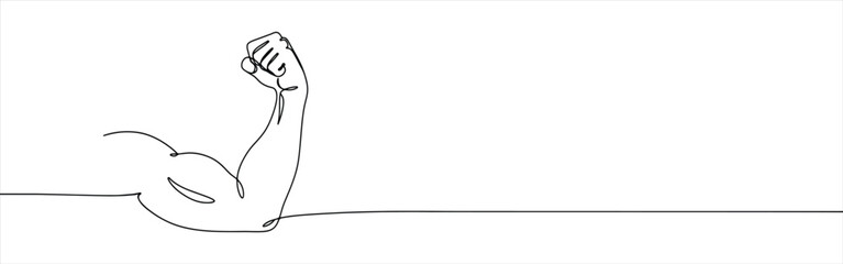 Bicep muscle continuous one line drawing. Strong bodybuilder arm.