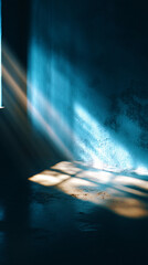 Wall Mural - light flare on pale blue wall, empty room backdrop --profile duwxuuu