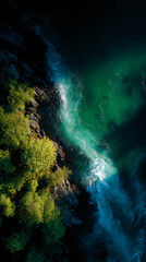 Fototapete - River and ocean waters mixing during tide variety in saltstraumen, norway