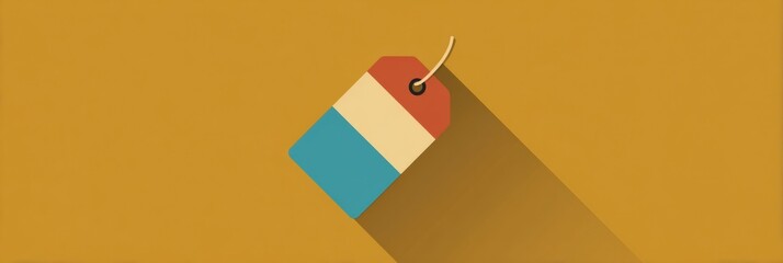 Aufkleber - Minimal Product Tag Icon on Vibrant Flat Background With Prominent Shadow Illustrating Simplicity and Design Generative AI
