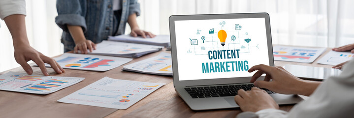 Fototapete - Content marketing for brisk online business and e-commerce marketing strategy