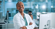 © Jessy25/peopleimages.com - Laboratory, woman and portrait with smile for arms crossed, medical research and about us with pride. Healthcare, female person and scientist with confidence for science or pharmaceutical development