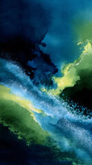 Wall Mural - precis watercolour in blue and green artistic background profile duwxuuu
