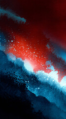 Wall Mural - Red and blue abstract watercolor artwork --profile duwxuuu