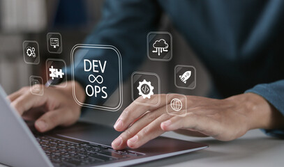 devops software development concept. it operations, high software quality and software development. 
