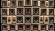 © Nataliya - A vibrant arrangement of multiple speaker boxes in a grid pattern