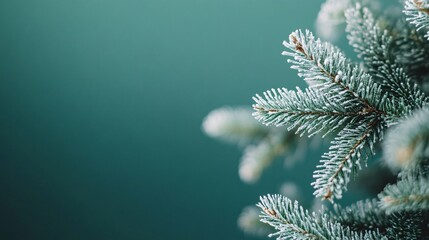 Aufkleber - Snowy pine branches creating festive christmas atmosphere on teal background