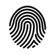 © SandhaRani - Simple black fingerprint graphic on white background representing security authentication identification and access control.