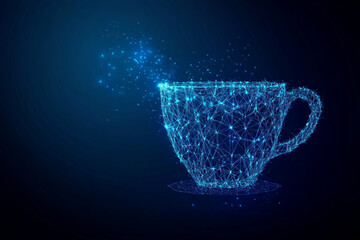Wall Mural - cup sign abstract low poly wireframe style. abstract geometric background. wireframe light structure