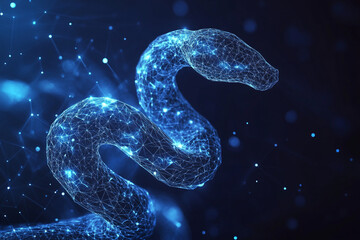 Wall Mural - snake sign abstract low poly wireframe style. abstract geometric background. wireframe light structu