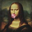 © alphaspirit - Mona lisa blowing bubble gum in famous painting parody