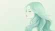© Borasca - Serene pastel portrait of a woman: minimalist side profile with flowing hair