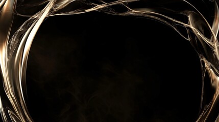 Aufkleber - Golden smoke forming an abstract oval frame on black background