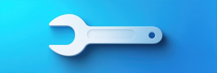 Aufkleber - Blue Gradient Background With an Abstract Wrench Icon Casting Soft Shadows for Modern Design Concepts Generative AI