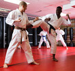 © JackF - Two man working in pair, mastering new karate moves in class