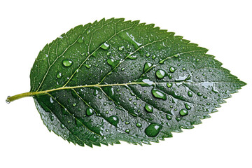Poster - Leaf displaying vibrant gradients of green and yellow with water droplets on a transparent background for design or educational use