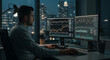 © adebaguspr - Night Trader Analyzing Stock Market Data