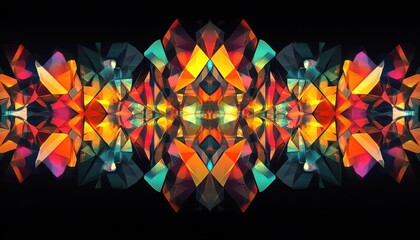 Fototapete - Vibrant Abstract Geometric Pattern with Bright Colors and Symmetrical Design