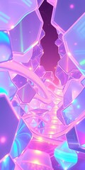 Leinwandbilder - Abstract Holographic Shapes, A Futuristic Digital World, Vibrant Light Dances, Dynamic Forms Shift In Color. A Breathtaking Visual Spectacle.