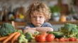 © AndiAzis - Child refuses to eat healthy vegetables indoors