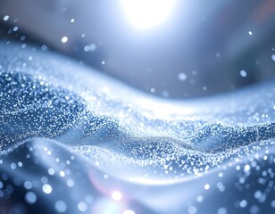 Aufkleber - Chrome Particles Dance In Space, Shimmering Metal Abstract. Smooth, Gradient Background Creates Luminous Reflections. Fluid Motion Captures Light, Sparkly Surfaces Create Dynamic Visual.