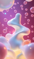 Fototapete - Abstract Glowing Shapes, Fluid Forms And Neon Orbs. Dynamic Composition Shows Energy And Movement With A Vibrant Light Display. Striking, Modern, Visually Intriguing Artwork.