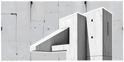 Poster - Neo Brutalist Sticker Design, Geometric Shapes, Concrete Texture, Minimalist Art, Industrial Aesthetic. Raw, Textured Designs. A Bold And Modern Art Piece. Angular Forms Are Visually Appealing.