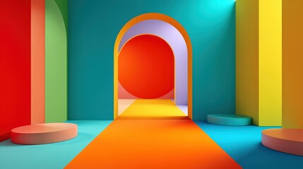Wall Mural - vibrant neon pop art scene with bold colors and unique shapes