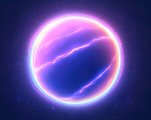 Wall Mural - Glowing orb in space with vibrant pink and blue energy streaks