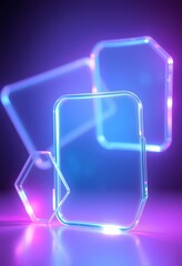Fototapete - Abstract Glass Shapes With Glowing Edges. Soft Focus Creates An Ethereal Effect. Light Reflections Dance Adding A Futuristic Glow, Making This Design A Wonderful Addition To Any Modern Aesthetic.