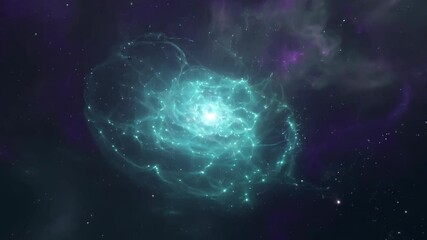 Wall Mural - Stunning Turquoise Nebula in Deep Space Visuals 4K.