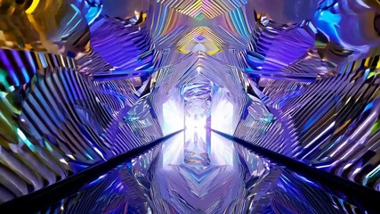 Abstract Iridescent Metallic Tunnel Video Loop, 4K.