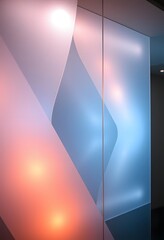 Aufkleber - Contemporary Frosted Glass, Geometric Designs With Glowing Light. Sleek Sharp Angles Offer Modern Style, Showcasing Smooth Color Gradients And Refined Translucent Textures. Great For Backgrounds And