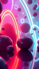 Aufkleber - Abstract Futuristic Scene, Neon Glow. Moving Shapes Create Holographic Environment, Filled With Vibrant Colors. A Visual Spectacle.