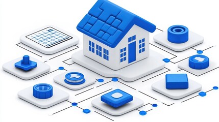 Isometric smart home automation network futuristic concept moder