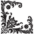 © Baby - Elegant Black Floral Corner Ornament Vector Design with Vintage Swirl Patterns – Decorative Botanical Frame Element for Invitations, Tattoos, and Graphic Projects.