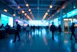 © Halim - Generative AI Blurred view of a busy convention center or trade show event hall