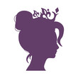 © JEGAS RA - Profile view silhouette of a princess or queen. Cute girl portrait. Fashion branding emblem.