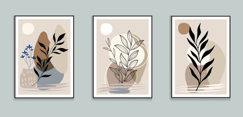 Wall Mural - abstract botanical wall art prints vector