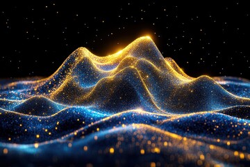 Wall Mural - Abstract digital landscape with glowing hills