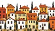 © Artajar - Quaint mediterranean village illustration with colorful houses and terracotta roofs artistic impression urban cityscape design