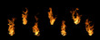 © wanchai peatoo - Black background fire, flames with torches and textures with splitting power effect, can grill red, burning with burning smoke and sparks in barbecue grill fire