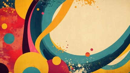 Aufkleber - Abstract colorful design with circles and flowing lines