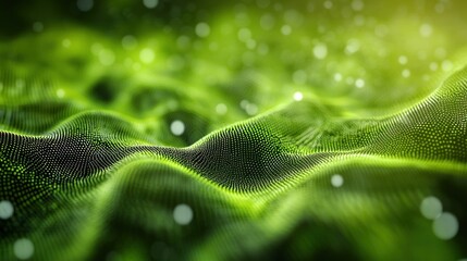 Aufkleber - Abstract digital landscape of undulating green lines and dots