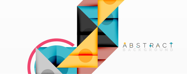 Aufkleber - Modern geometric design. Overlapping shapes create vibrant composition. Yellow, blue, coral colors dominate visual space. Minimalist aesthetic.